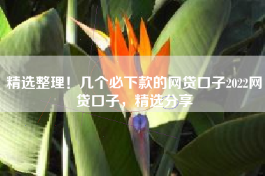精选整理！几个必下款的网贷口子2022网贷口子，精选分享