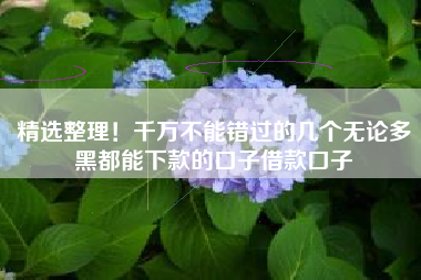 精选整理！千万不能错过的几个无论多黑都能下款的口子借款口子