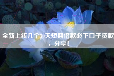 全新上线几个30天短期借款必下口子贷款，分享！