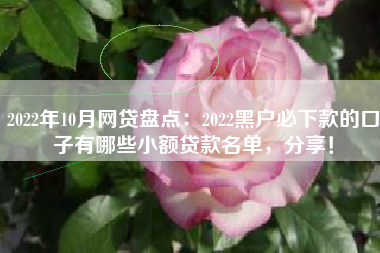 2022年10月网贷盘点：2022黑户必下款的口子有哪些小额贷款名单，分享！