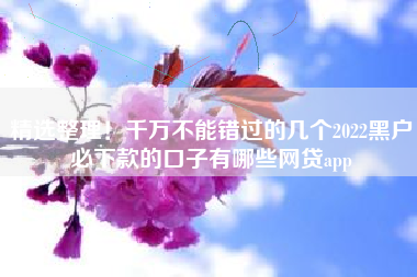 精选整理！千万不能错过的几个2022黑户必下款的口子有哪些网贷app