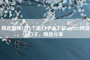 精选整理！几个黑口子必下款app2022网贷口子，精选分享