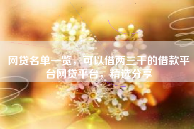 网贷名单一览，可以借两三千的借款平台网贷平台，精选分享