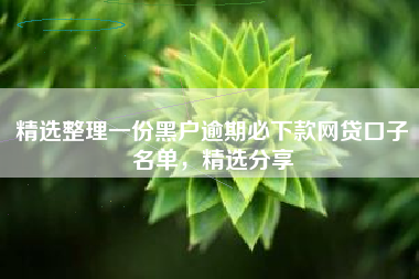 精选整理一份黑户逾期必下款网贷口子名单，精选分享