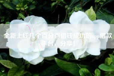 全新上线几个百分百借钱成功的app借款平台，分享！