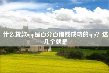 什么贷款app是百分百借钱成功的app？这几个就是