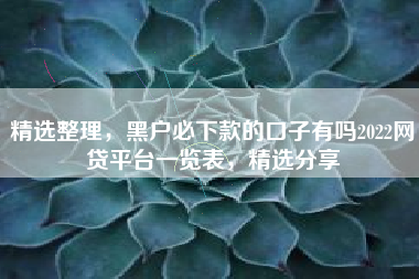 精选整理，黑户必下款的口子有吗2022网贷平台一览表，精选分享