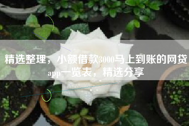精选整理，小额借款3000马上到账的网贷app一览表，精选分享