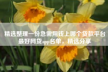 精选整理一份急需用钱上哪个贷款平台最好网贷app名单，精选分享