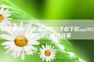 精选整理！几个盘点黑口子必下款app2022小额贷款，精选分享