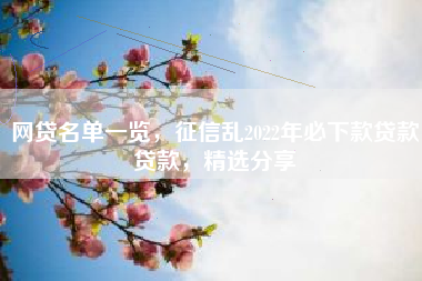 网贷名单一览，征信乱2022年必下款贷款贷款，精选分享