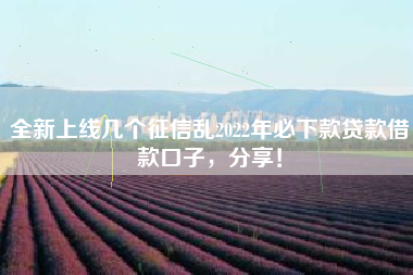 全新上线几个征信乱2022年必下款贷款借款口子，分享！