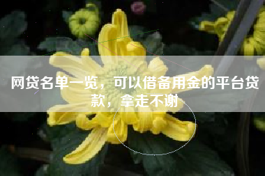 网贷名单一览，可以借备用金的平台贷款，拿走不谢