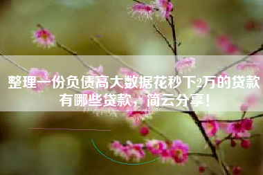 整理一份负债高大数据花秒下2万的贷款有哪些贷款，简云分享！