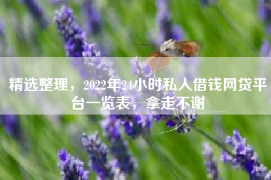 精选整理，2022年24小时私人借钱网贷平台一览表，拿走不谢