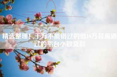 精选整理！千万不能错过的借10万容易通过的平台小额贷款