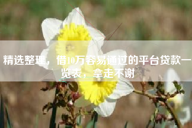 精选整理，借10万容易通过的平台贷款一览表，拿走不谢