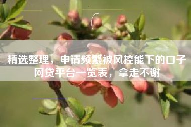 精选整理，申请频繁被风控能下的口子网贷平台一览表，拿走不谢