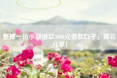 整理一份小额借款3000元借款口子，简云分享！