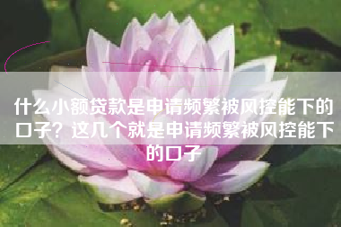 什么小额贷款是申请频繁被风控能下的口子？这几个就是申请频繁被风控能下的口子