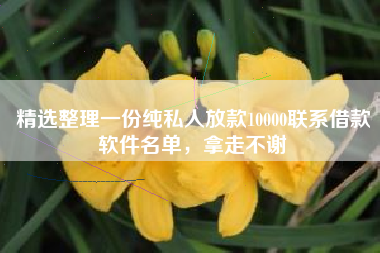 精选整理一份纯私人放款10000联系借款软件名单，拿走不谢