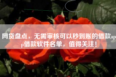 网贷盘点，无需审核可以秒到账的借款app借款软件名单，值得关注！