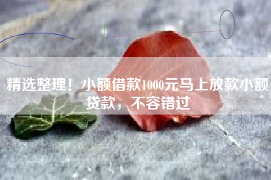 精选整理！小额借款1000元马上放款小额贷款，不容错过