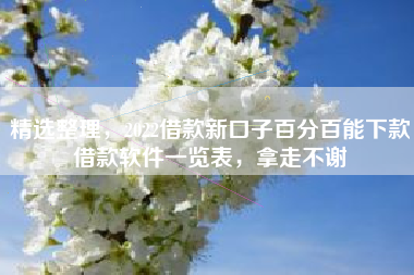 精选整理，2022借款新口子百分百能下款借款软件一览表，拿走不谢