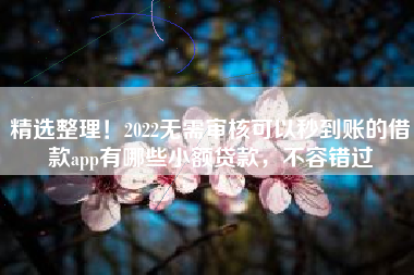 精选整理！2022无需审核可以秒到账的借款app有哪些小额贷款，不容错过