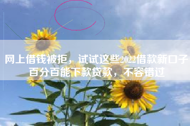网上借钱被拒，试试这些2022借款新口子百分百能下款贷款，不容错过