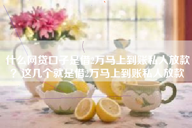 什么网贷口子是借2万马上到账私人放款？这几个就是借2万马上到账私人放款