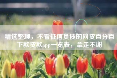 精选整理，不看征信负债的网贷百分百下款贷款app一览表，拿走不谢