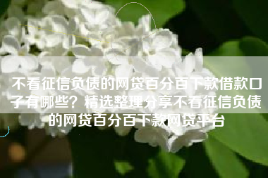 不看征信负债的网贷百分百下款借款口子有哪些？精选整理分享不看征信负债的网贷百分百下款网贷平台