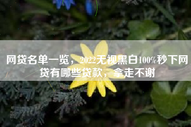 网贷名单一览，2022无视黑白100%秒下网贷有哪些贷款，拿走不谢