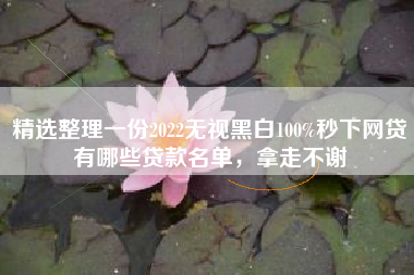 精选整理一份2022无视黑白100%秒下网贷有哪些贷款名单，拿走不谢