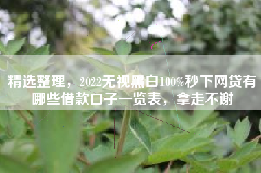 精选整理，2022无视黑白100%秒下网贷有哪些借款口子一览表，拿走不谢