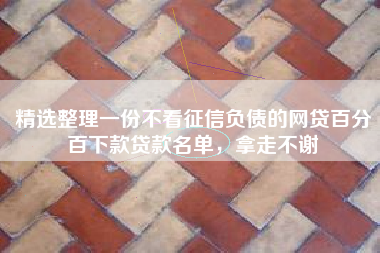 精选整理一份不看征信负债的网贷百分百下款贷款名单，拿走不谢