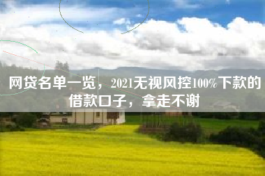 网贷名单一览，2021无视风控100%下款的借款口子，拿走不谢