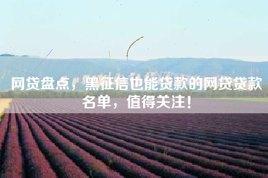 网贷盘点，黑征信也能贷款的网贷贷款名单，值得关注！