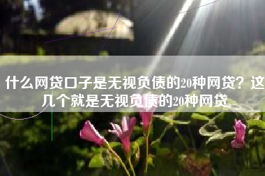 什么网贷口子是无视负债的20种网贷？这几个就是无视负债的20种网贷