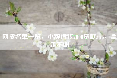 网贷名单一览，小额借钱2000贷款app，拿走不谢