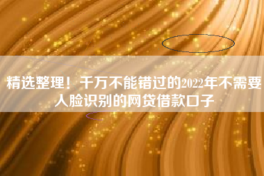 精选整理！千万不能错过的2022年不需要人脸识别的网贷借款口子