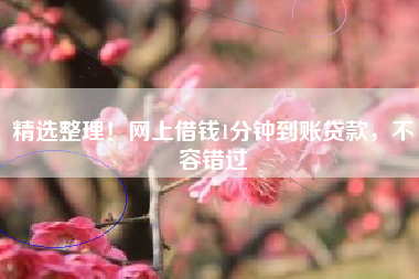 精选整理！网上借钱1分钟到账贷款，不容错过