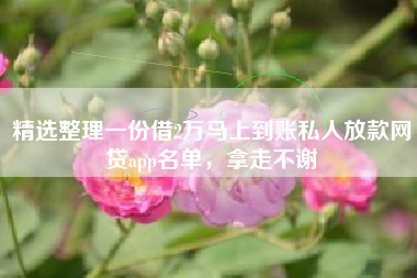 精选整理一份借2万马上到账私人放款网贷app名单，拿走不谢