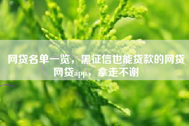网贷名单一览，黑征信也能贷款的网贷网贷app，拿走不谢