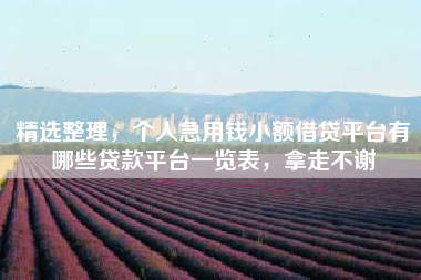 精选整理，个人急用钱小额借贷平台有哪些贷款平台一览表，拿走不谢