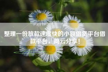 整理一份放款速度快的小额借贷平台借款平台，简云分享！