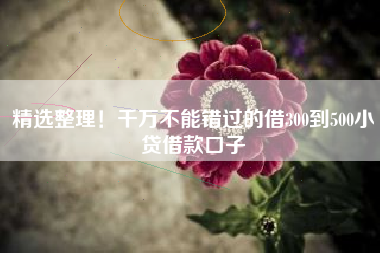 精选整理！千万不能错过的借300到500小贷借款口子
