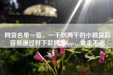 网贷名单一览，一千到两千的小额贷款容易通过好下款网贷app，拿走不谢