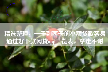 精选整理，一千到两千的小额贷款容易通过好下款网贷app一览表，拿走不谢